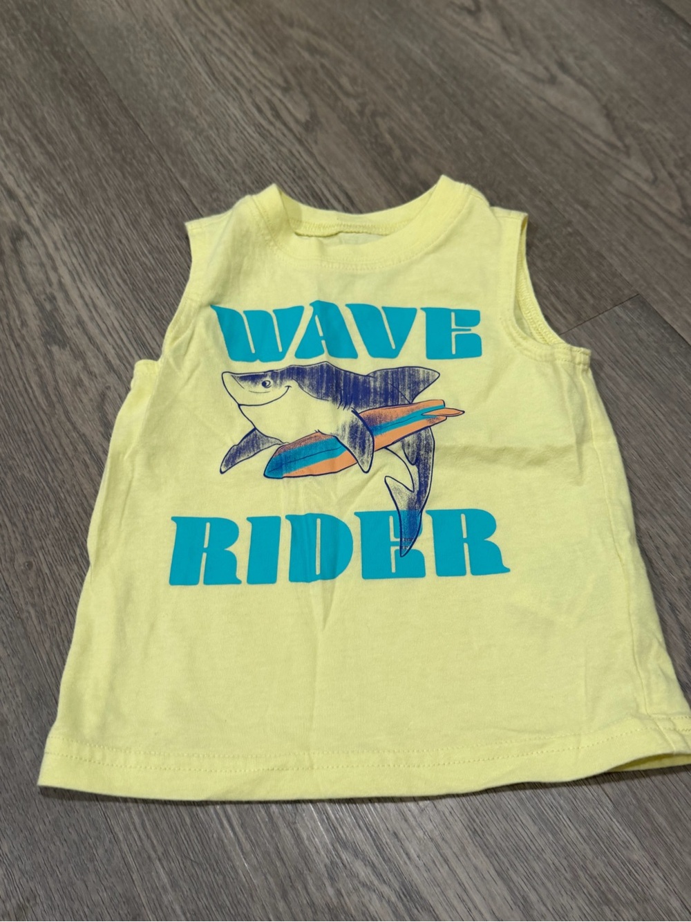 Carter’s Yellow Toddler Tank Top Wave Rider Shark & Surfboard Size 12 Months